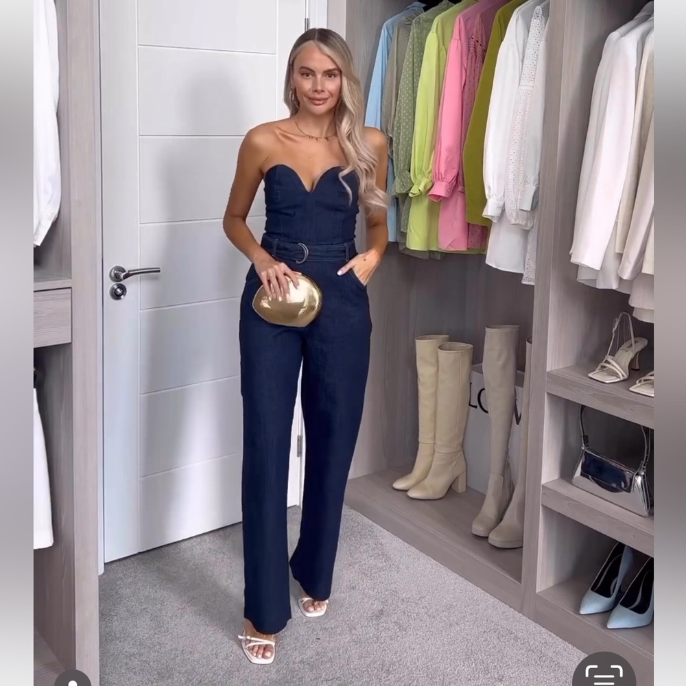 Zara Denim Bustier Jumpsuit